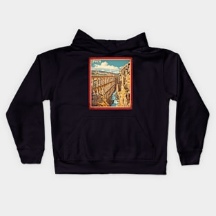 Aqueduct of Segovia Spain Travel Tourism Retro Vintage Art Kids Hoodie